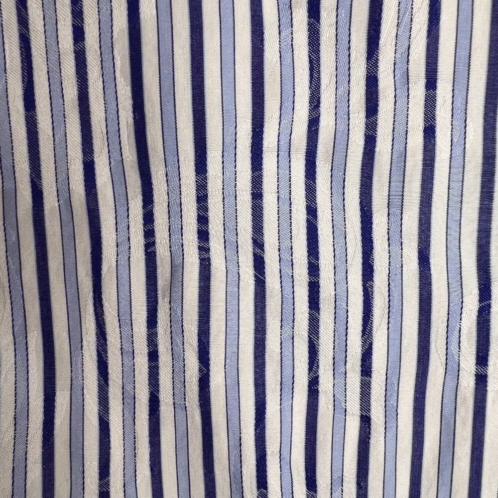 Etro Milano Mens Blue White Striped Paisley Jacquard Dress Shirt Size 38 Italy - Picture 7 of 8